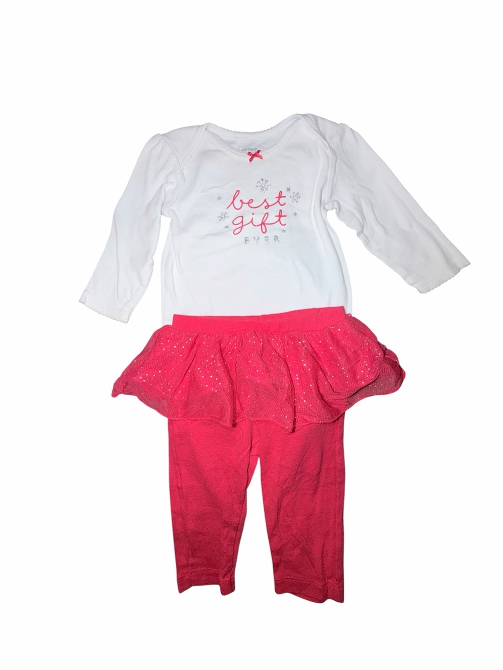 Carter's White Top with Pink Skirted Leggings Set